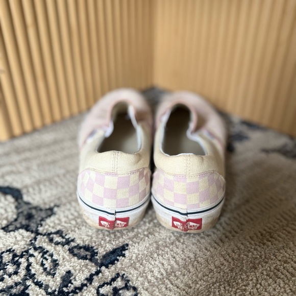 Vans Slip-On Checkerboard Pink & Cream Shoes Size US Women’s 10.5 Men’s 9 - Picture 5 of 8